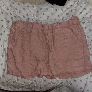 Women's Pink Linen Shorts
